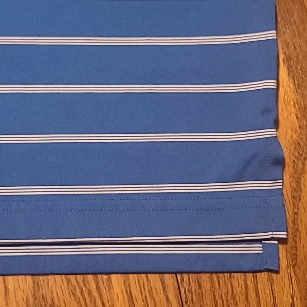 Adidas Blue Polo / Golf Shirt with White Stripes - Men's Medium